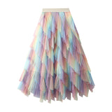 Advanced Dress Gradient Green Multi-Section Lace Irregular Splicing Super Hem Half Pong Shading 1398