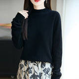 Line Ready-Upled Wool Blending 2026 Autumn And Winter New Women's Short Dress Half High-Neck Solid Color Bottom Top Knitting Shirt