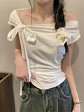 Pure Lustful Word Shoulder T-Shirt Women's Summer Small Design Small Design Small Strapped With Short Hottie Top