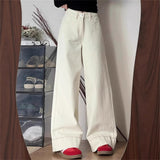 Pear Size Large White Jeans Women 2025 New Fat Mm Loose Straight Bf Lazy Windy Broad Leg Pants