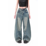 Vintage Cracked Buttered Jeans Women's Fall 2025 New Loose Tsing Broad Leg Slegage Pants