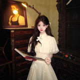 Summer Beauty Gentle Korean Temperament Simple Generous Dress Senior Sense Thin White Cloak Dress Dress Woman
