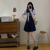 College Style Temperament Hit The Striped Dress Women's Dress 2026 Summer New Beautiful Film To Reduce The Age Of 100 Folds Skirt