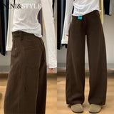 Coffee-Colored Broad-Legged Jeans Women's New Brown Small Man High-Rise Scimiter Pants In Autumn And Winter 2025