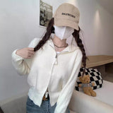 Pure Lusty Gray Long-Sleeved Knitted Cardigan Women Autumn 2025 New Double-Headed Zipper Slim Short Top