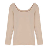 Plus Velvet Thick Square Collar Bottomed Bottomed Women's Spring And Autumn Winter Folded And Put On The 2025 New Long-Sleeved T-Shirt To Keep Warm Tops