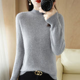 Wool Blended 2026 Autumn And Winter New Lady Loose Half-High-Neck Solid Color Short Jacket Sweater