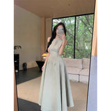 Yujie Fan Dress Women's Summer 2025 New French Temperament High-End Sleeveless Vest To Close The Waist Thin Dress