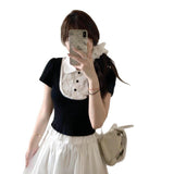 College Style Suit Women's Summer 2026 New Fake Two-Piece T-Shirt Skirt Small Summer Ootd Wear A Complete Set