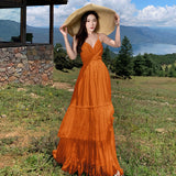 Sanya Travel Women's Clothing Tour To Shoot The West Wind Holiday White Lace Splicing Bare Back Slings Hanging Dress Dress