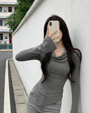 Long-Sleeved T-Shirts For Women's Autumn And Winter Korean Version Of The Sexy Irregularly Pure Babes Design Feel To Put On The Bottom Shirt