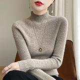 Wool Blended 2026 Autumn And Winter New Women's First-Line Ready-Upled Half-High Collar Strips To Repair Their Own Skin Knitted Bottom Sweater