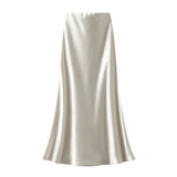 Silk Luster Fishtail Half Dress Woman Autumn High-End Temperament Dress With Absin And Ab Bread Ass Skirt A9962