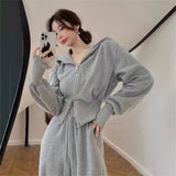 Salt Leisure Sportswear Suit Women's Spring And Autumn Port Style Retro Loose Thin Hooded Sweaty Two-Piece Set