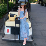Design Sensing French Vintage Dizzling Wave Point Lace Chiffon Printed Suspension Brassed Holiday Fairy Dress