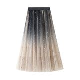 Half-Body Skirt New Gradient Fashion Long-Colored Star-Colored Bright-Spelled Starlight Tight Waist Mesh Yarn Star Dress Women 8170
