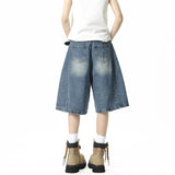 Jinjing's Same Denim Trousers In The Summer New Loose Leisure Shorts Wide-Legged Scissors Five-Point Trousers