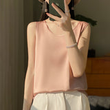 Silk Satin 2026 Spring And Summer New Women's Jacket Short Top Sleeveless Vest Necker Sling Sling Inside
