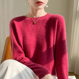 Exploding Wool Blending 2026 Autumn And Winter New Women's Round-Neck Short Classic Tie Warm Knitted Bottom Sweater
