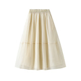 Spring New Sic Skirt Tulle Design Splicing Large Swing Skirt 0236