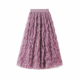 High-End Folded Half-Dress Girl Spring 2025 New High-Rise Thin Long A-Word Large Swing Dress 0888