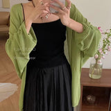 Large-Size Fat Mm Summer Long Sunscreen Cardigan Women Wearing Thin Mesh Shawl Air Conditioning Shawl Knitted Shirt
