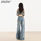 Light-Colored Jeans Women 2025 Trend New Trousers Women Summer Retro Cat Must Be Loose Broad Leg Pants Women