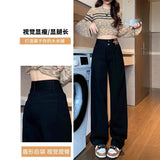 Black High-Waisted Straight Jeans Women Autumn And Winter Trend New With Velvet Pear Shape Narrow Version Of Thin Leggings