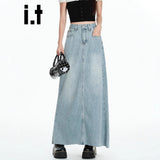 Light Blue Cowboy Dress Girl Trend Hit The New Summer Slim Small Long Dress