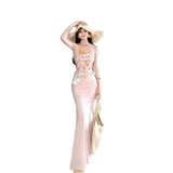 Seaside Dopamine Wearing Suit Sanya Beach Dress Corset Female Net Yarn Half Dress Two-Piece