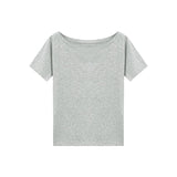 Korean Version Of Simple Retro Inclined Short-Sleeved T-Shirt Girl 2025 Summer Lazy Windy Shoulder Thin Pure Lust Blouse