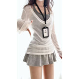 Great-Looking White Hoodie Half-Dressed Dress Women's Summer 2026 New Early Spring Han Eds To Wear A Suit Skirt
