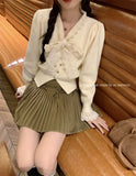 New Year Red Sweet Lace Sweater Coat Women Autumn And Winter Bow Tie With Open Shirt On Top