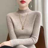 Wool Blended 2026 Autumn And Winter New Women's First-Line Ready-Upled Half-High Collar Strips To Repair Their Own Skin Knitted Bottom Sweater