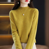 First-Line Ready-To-Wear Seamless Pure Wool 2026 Autumn And Winter New Women's Half-High Collar Hollow Short Bottom Knitted Sweater
