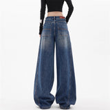Vintage Tudgy Jeans Women's Spring Summer Design Sense Loose Thin Tug Broad-Legged Slebage Pants