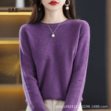 Line Ready-To-Wear Seamless 100% Pure Wool 2026 Autumn And Winter Women's Round-Neck Edge Hollow Short Bottom Knitted Sweater