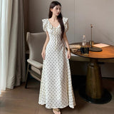 French Gentle First Love Dress Retro Wave Dot Dress Women Summer Skinny Sweet Temperament Lotus Leaf Side Dress