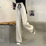 Gray Wide-Legged Trousers Women's High-Waist Thin-Skinny Casual Pants 2025 New Loose Straight Sweatpants