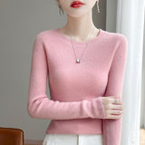 A Line Of Ready-On-Coat Wool Blended 2026 Autumn And Winter New Women's Short Loose Round Collar Solid Color With The Bottom Knitting Shirt