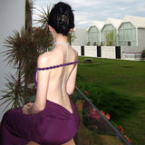 French Temperament Famous Wind Hanging Neck Folded Ass Dress Female Sense Repair-Bhumibreed Dress Dress