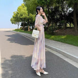 Broken Floral Dress Woman 2025 Summer New Design Temperament To Collect Waist Thin Tea Break French Style With Long Skirt