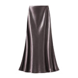 Silk Luster Fishtail Half Dress Woman Autumn High-End Temperament Dress With Absin And Ab Bread Ass Skirt A9962