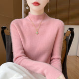 Wool Blended 2026 Autumn And Winter New Women's First-Line Ready-Up Seamless Half-High-Neck Short-Dressed Knitted Bottom Shirt