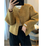 Short Small Round Collar Hair Coat Coat Double-Sided Cashmeat Autumn Winter Wool Blazer Blazer Woman
