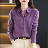 Wool Blended 2026 Autumn And Winter Women's New Loose Polo Collar Short Shirt Coat Knitted Open Shirt
