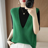 Wool Blending 2026 Autumn And Winter 5 Women's New Short Loose Big V-Neck Solid Color Jacket Outside The Knitting Vest