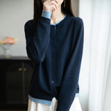 Wool Blended 2026 Autumn And Winter New Women Loose Color Collar Buckle Two Bottoms Outside Wearing Knitwear Coat