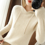 Wool Blended 2026 Autumn And Winter New Women's Loose Hoodie Hoodie Solid Color Short-Case Sweater Knitted Hoodie