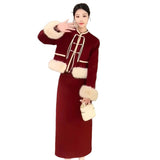 New Chinese Style Suit Retro Red New Year's Robe Limited Temperamental Jacket Half-Dress Two Sets